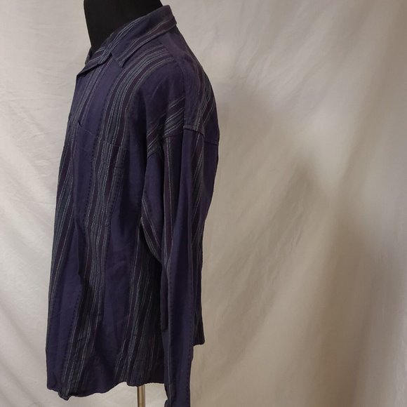 Loafers Reed St James Mens XL Purple Striped Long Sleeve Button Up Shirt - Picture 6 of 11